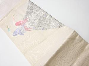 リサイクル　孔雀模様織り出し名古屋帯